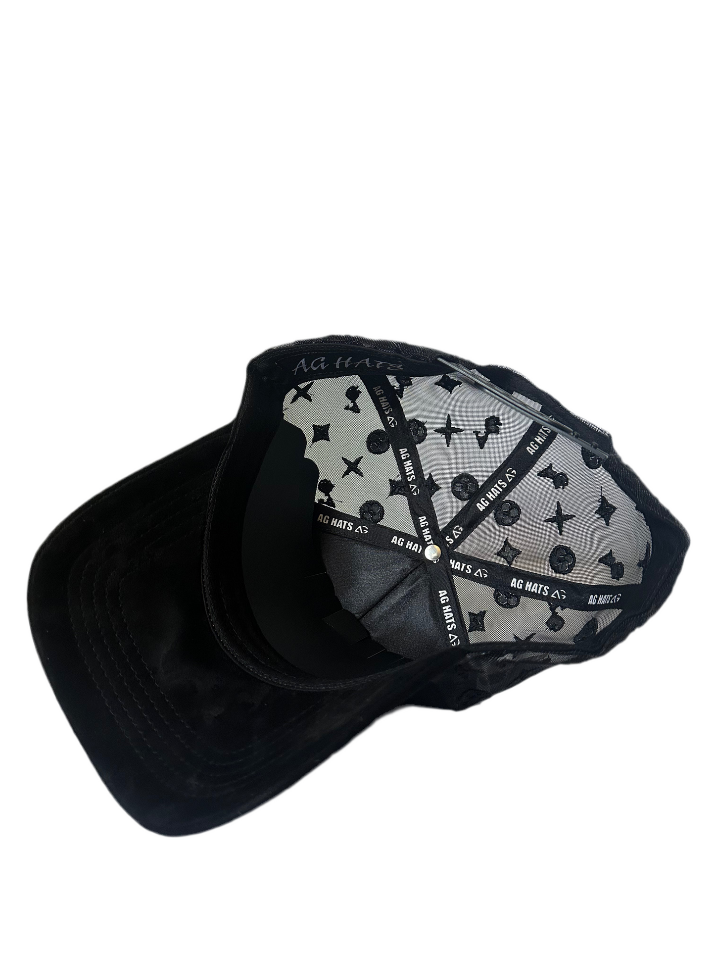 Total Black M Rhinestones Suede Hat