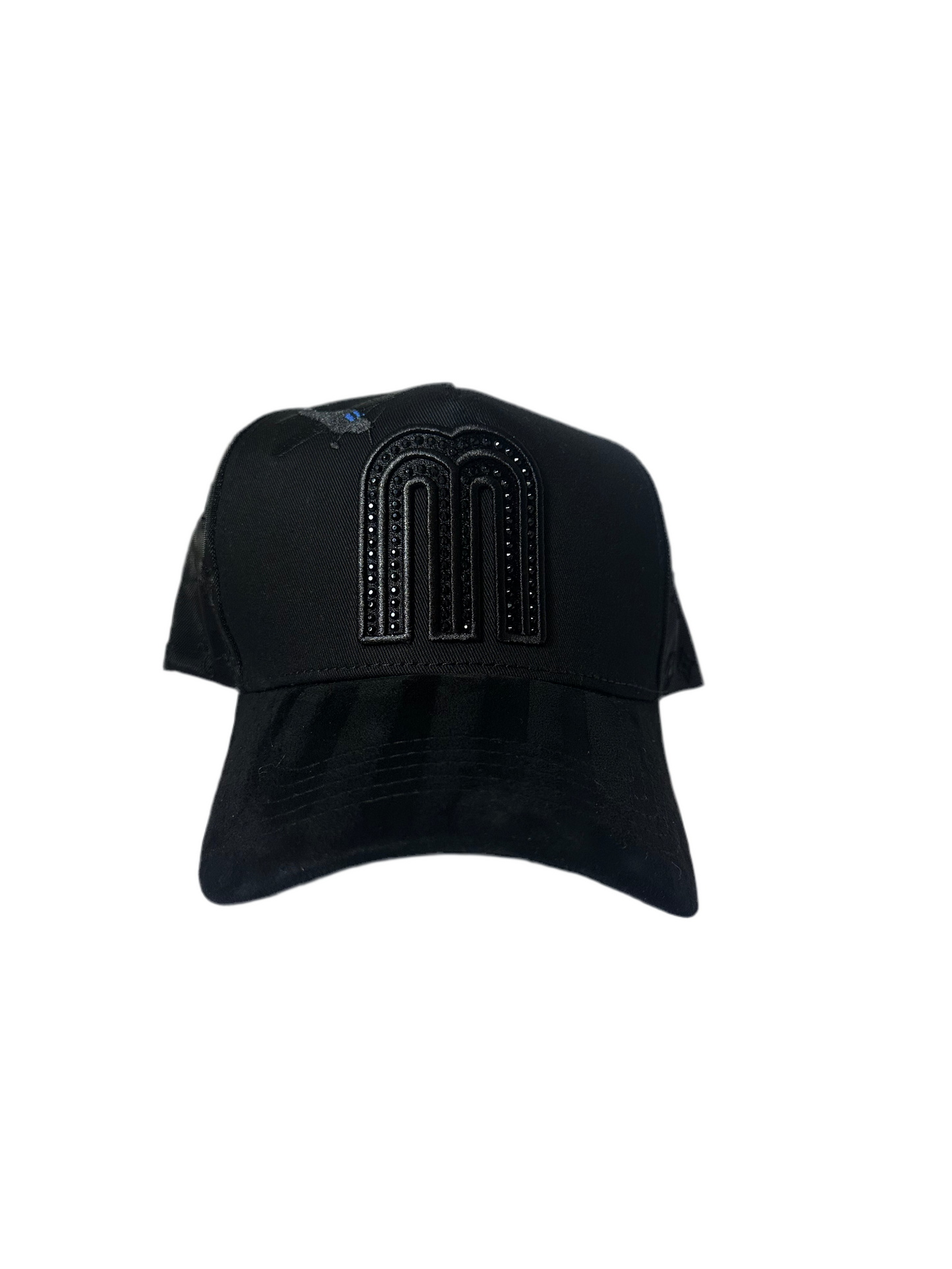 Total Black M Rhinestones Suede Hat