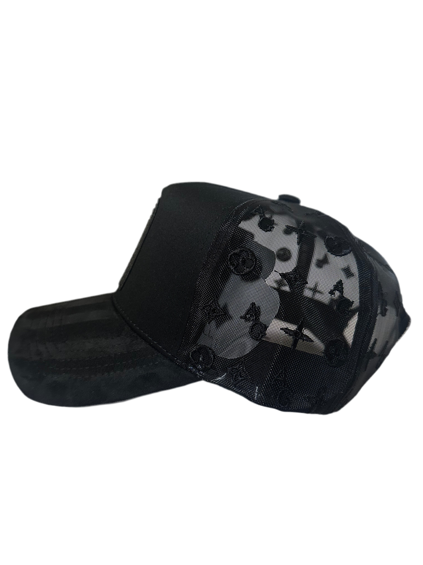 Total Black M Rhinestones Suede Hat